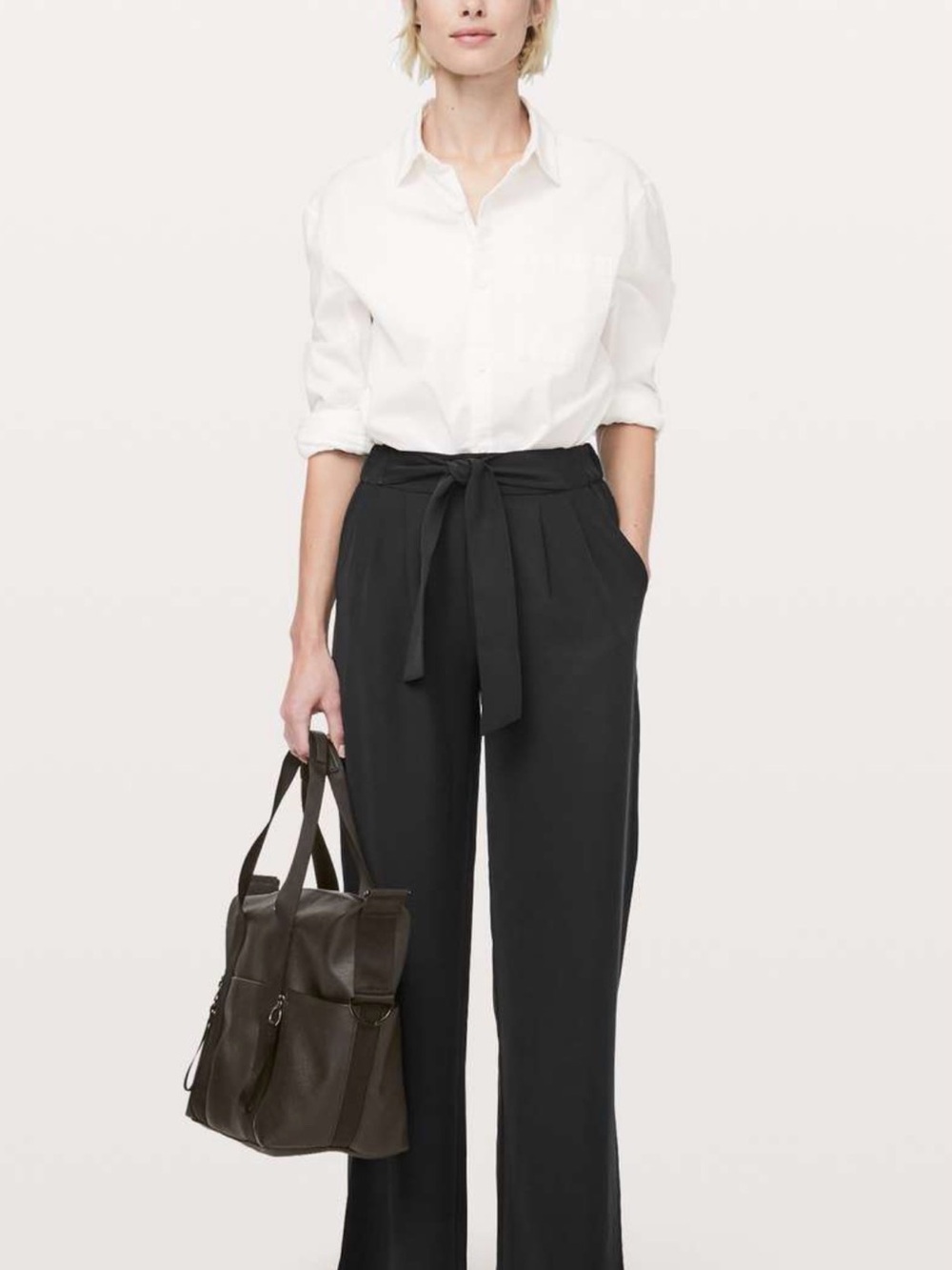 lululemon Athletica Noir Black High-Waist Wide-Leg Pants with Tie (6)